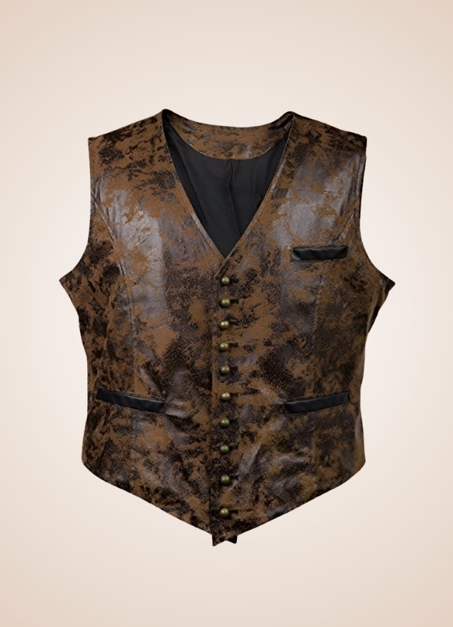 Steampunk Rivet Button Vest Brown / 2XL steampunk-rivet-button-vest-brown