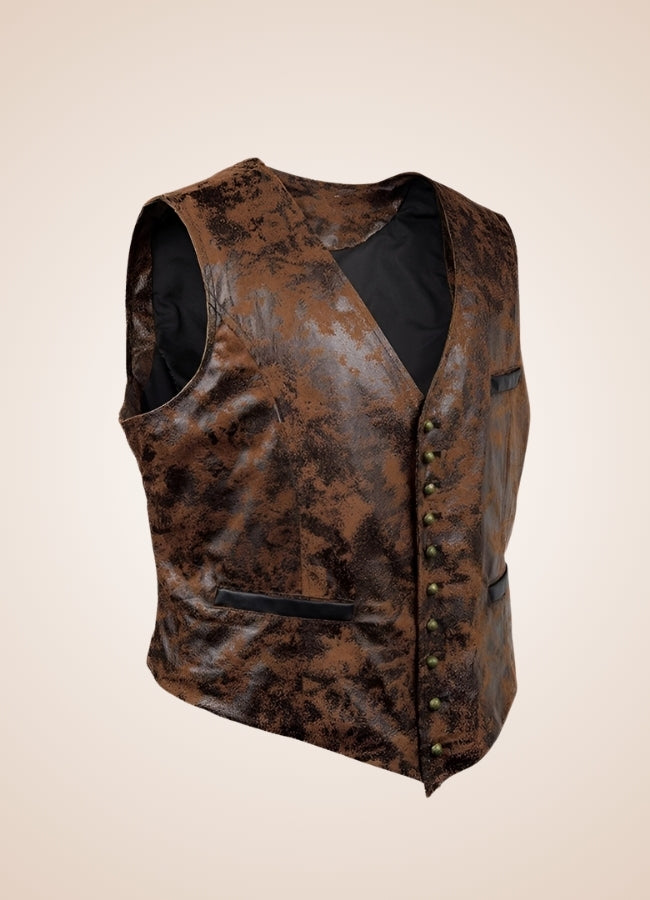 Steampunk Rivet Button Vest Brown / 2XL steampunk-rivet-button-vest-brown