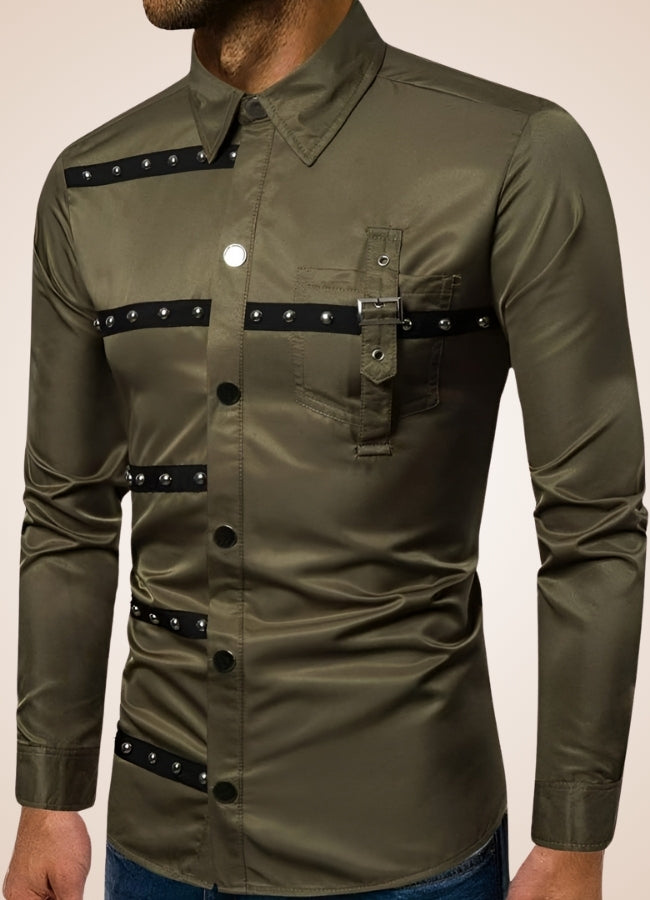 Steampunk Shirt Mens Army Green / 2XL steampunk-shirt-mens-army-green