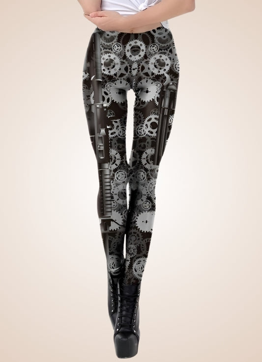 Steampunk Silver Gear Legging Black / L steampunk-silver-gear-legging-black