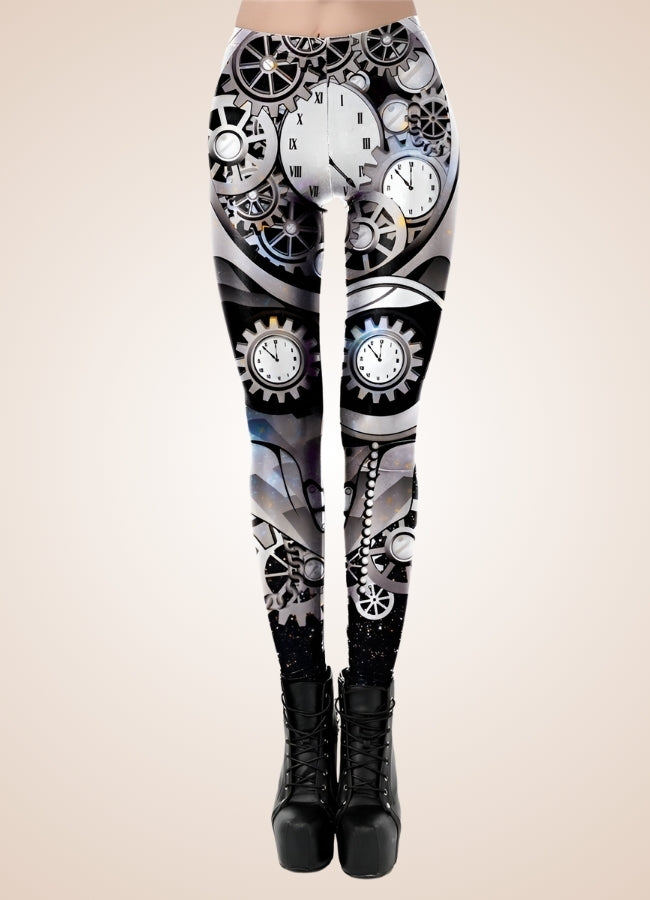 Steampunk Silver Mechanical Print Legging Silver / L steampunk-silver-mechanical-print-legging-silver