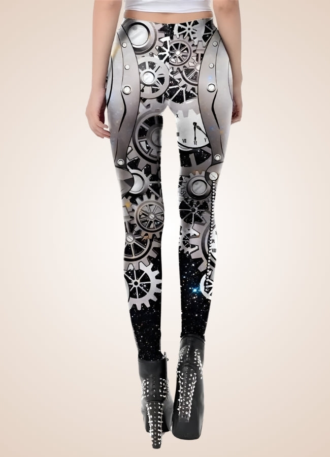 Steampunk Silver Mechanical Print Legging Silver / L steampunk-silver-mechanical-print-legging-silver