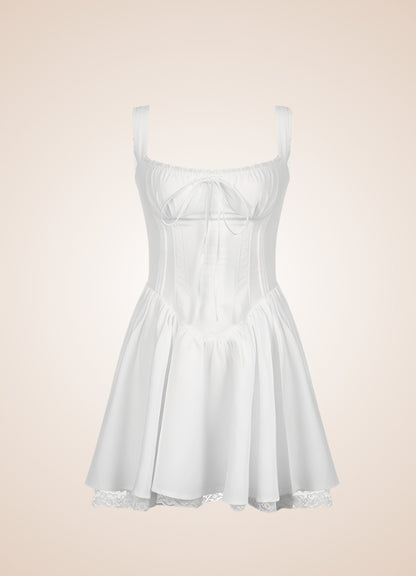 Steampunk Sleeveless Corset Dress White / M steampunk-sleeveless-corset-dress-white