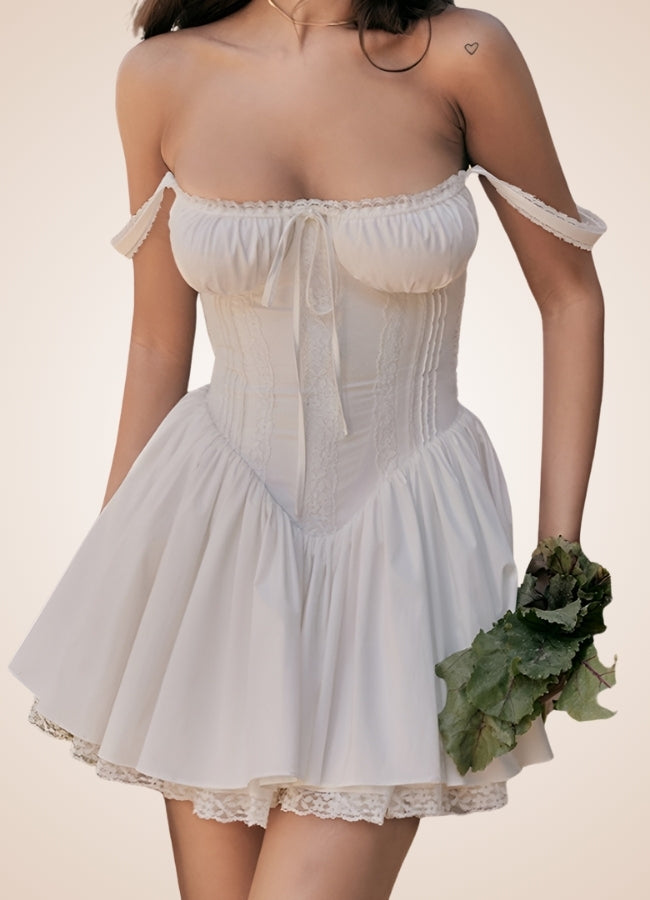 Steampunk Sleeveless Corset Dress White / M steampunk-sleeveless-corset-dress-white