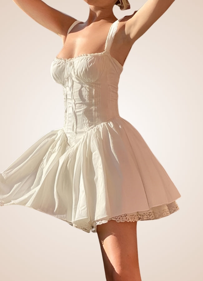 Steampunk Sleeveless Corset Dress White / M steampunk-sleeveless-corset-dress-white