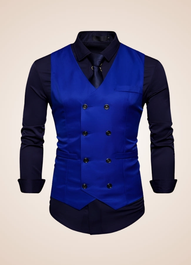 Steampunk Slim Fit Double Breasted Vest Blue / XL steampunk-slim-fit-double-breasted-vest-blue