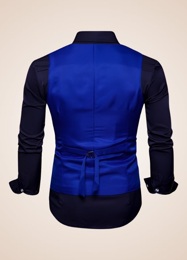 Steampunk Slim Fit Double Breasted Vest Blue / XL steampunk-slim-fit-double-breasted-vest-blue