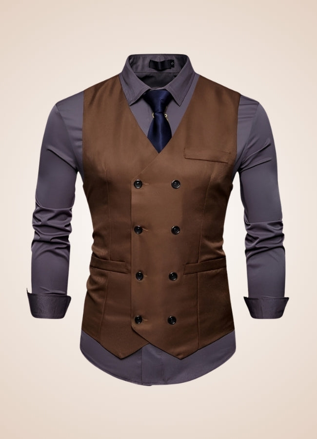 Steampunk Slim Fit Double Breasted Vest Coffee / XL steampunk-slim-fit-double-breasted-vest-coffee