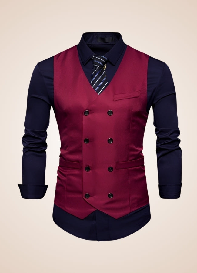 Steampunk Slim Fit Double Breasted Vest Wine Red / XL steampunk-slim-fit-double-breasted-vest-wine-red