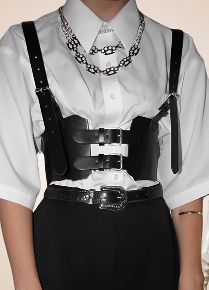 Steampunk Strap Corset Black / One Size steampunk-strap-corset-black