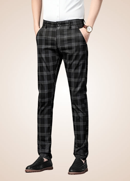 Steampunk Stripe Plaid Trousers Black / 40.0 steampunk-stripe-plaid-trousers-black