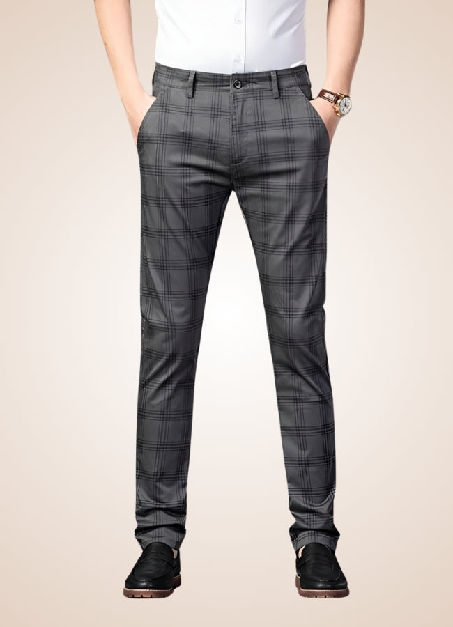 Steampunk Stripe Plaid Trousers Dark Gray / 40.0 steampunk-stripe-plaid-trousers-dark-gray