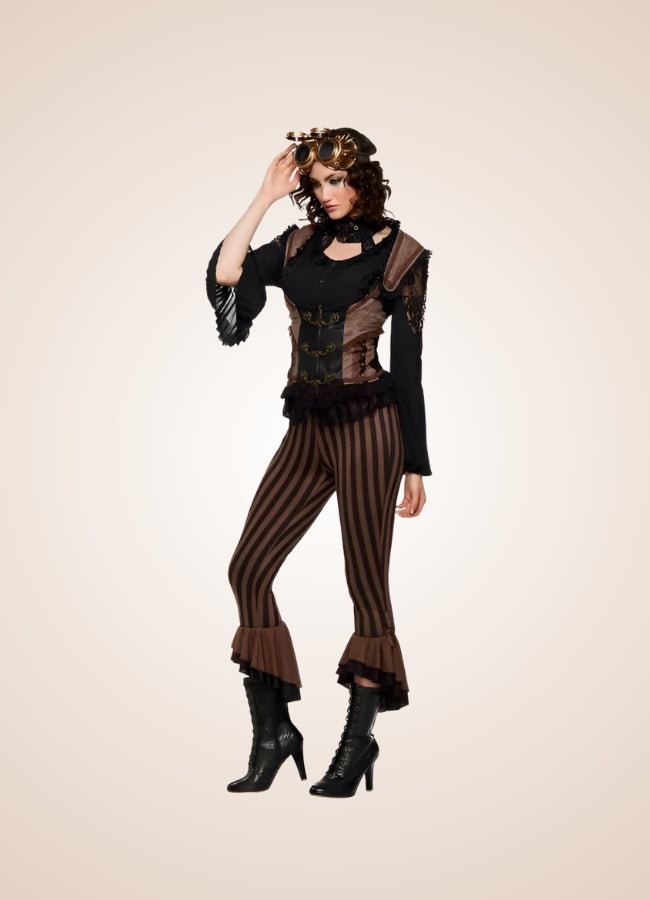 Steampunk Striped Pants Black / M steampunk-striped-pants-black