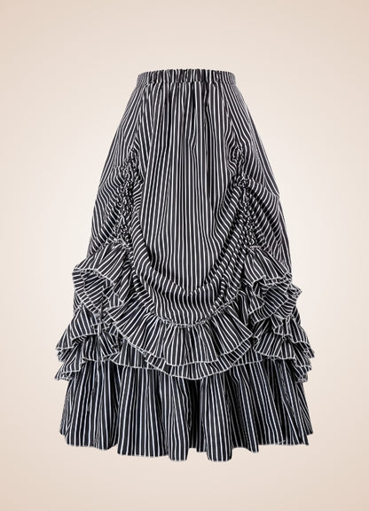 Steampunk Stripped Maxi Skirt Black / 2XL steampunk-stripped-maxi-skirt-black