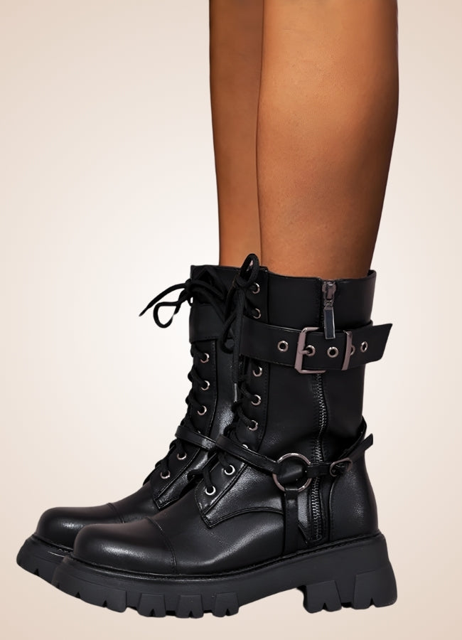 Steampunk Style Zipper Boots Black / 12.5 steampunk-style-zipper-boots-black