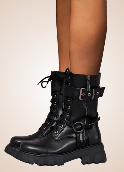 Steampunk Style Zipper Boots Black / 12.5 steampunk-style-zipper-boots-black