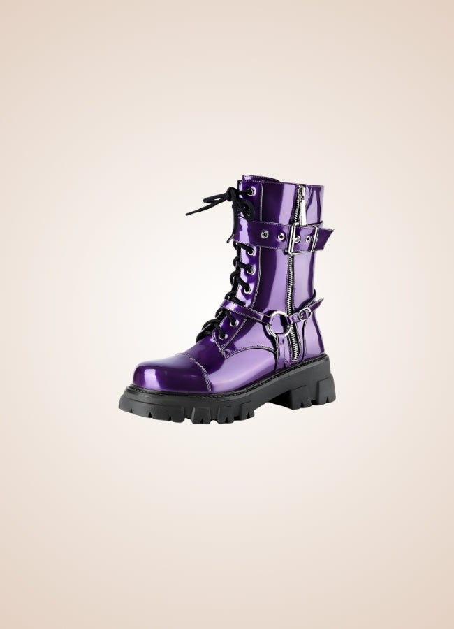 Steampunk Style Zipper Boots Purple / 12.5 steampunk-style-zipper-boots-purple