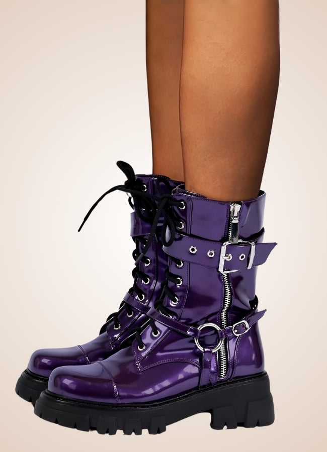 Steampunk Style Zipper Boots Purple / 12.5 steampunk-style-zipper-boots-purple