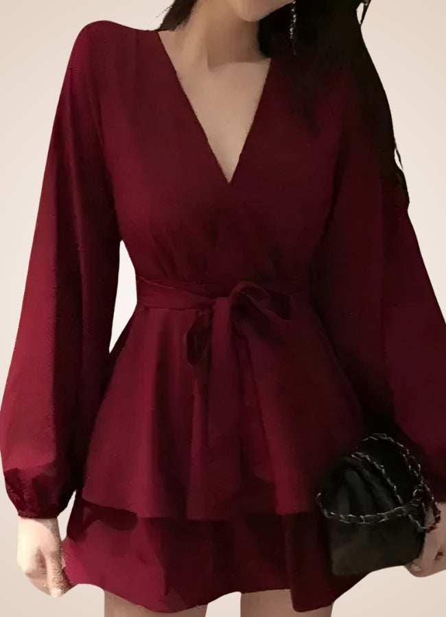 Steampunk Summer Raffled Dress Wine Red / XL steampunk-summer-raffled-dress-wine-red