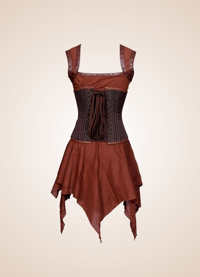 Steampunk Underbust Corset Dress Brown / 6XL steampunk-underbust-corset-dress-brown