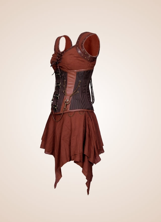 Steampunk Underbust Corset Dress Brown / 6XL steampunk-underbust-corset-dress-brown