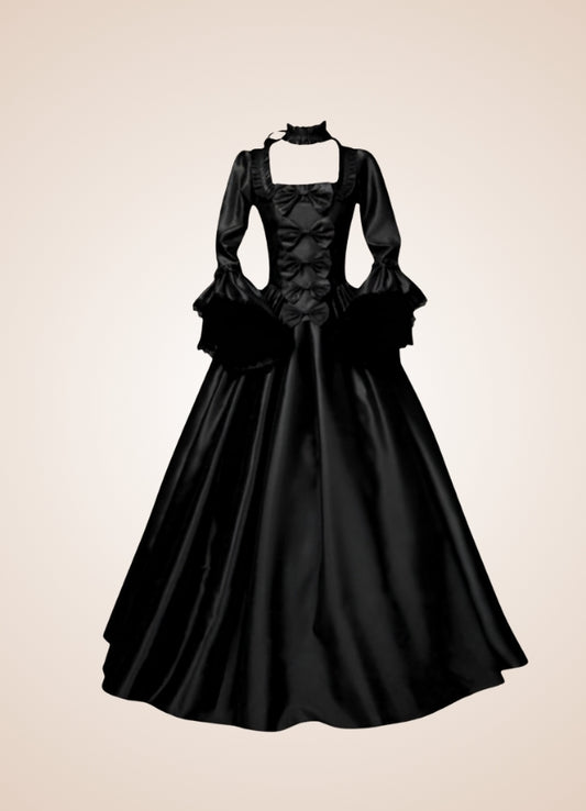 Steampunk Victoria Black Satin Dress Black / 4XL steampunk-victoria-black-satin-dress-black