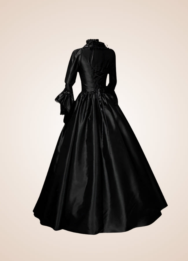 Steampunk Victoria Black Satin Dress Black / 4XL steampunk-victoria-black-satin-dress-black