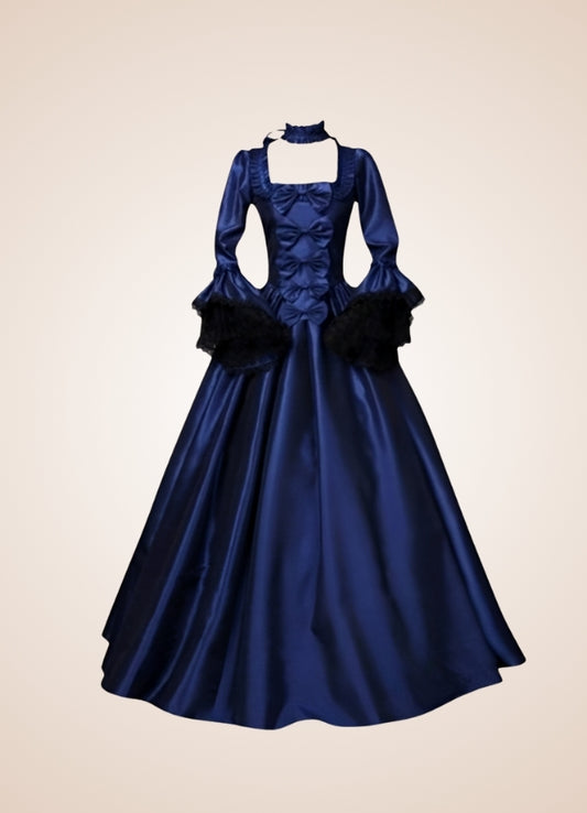 Steampunk Victoria Blue Satin Dress Navy Blue / 4XL steampunk-victoria-blue-satin-dress-navy-blue