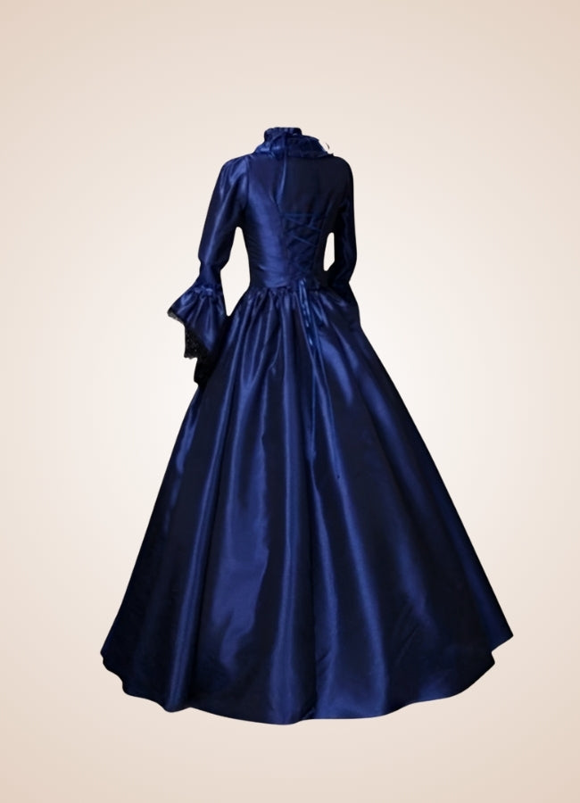 Steampunk Victoria Blue Satin Dress Navy Blue / 4XL steampunk-victoria-blue-satin-dress-navy-blue