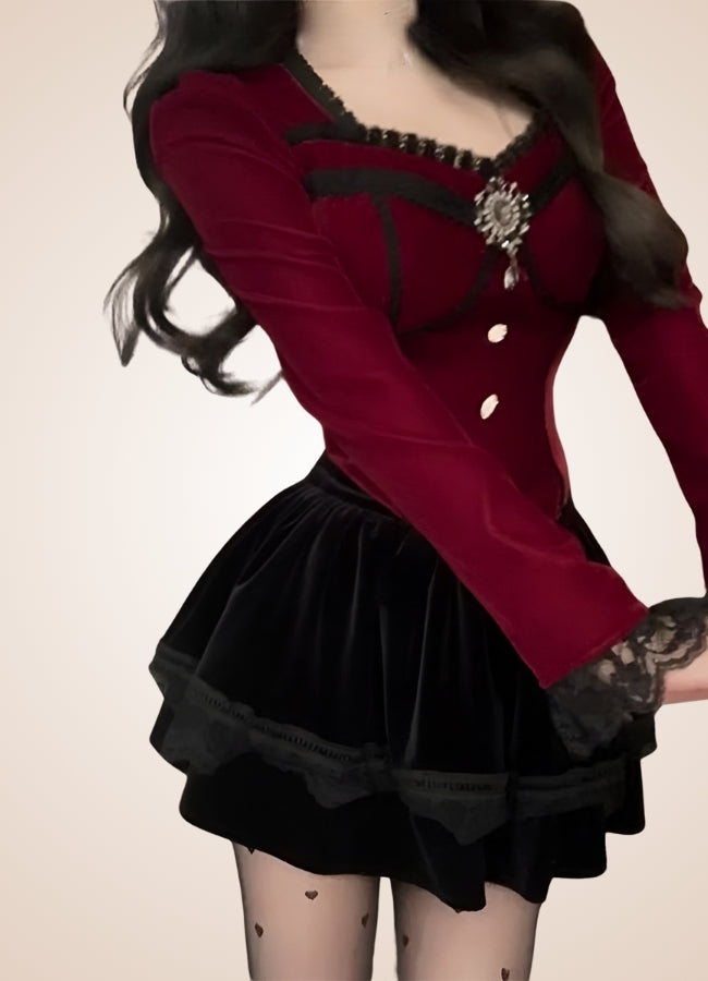 Steampunk Victorian Blouse Red / L steampunk-victorian-blouse-red