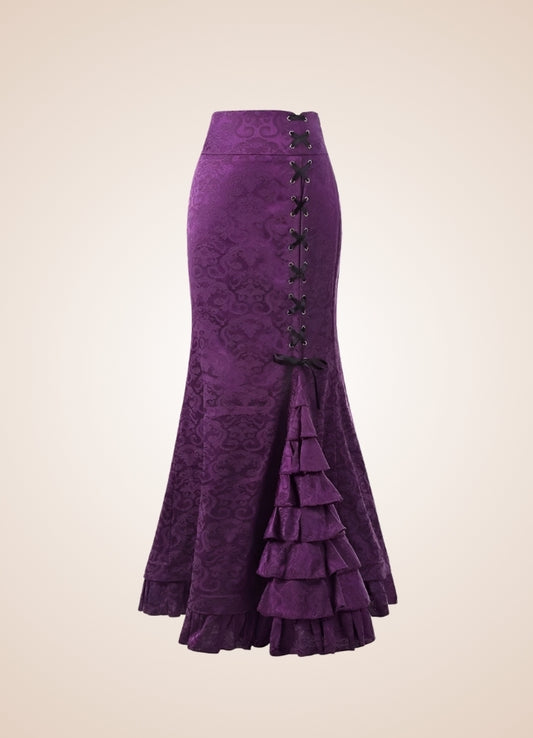 Steampunk Victorian Brocade Skirt Purple / XL steampunk-victorian-brocade-skirt-purple