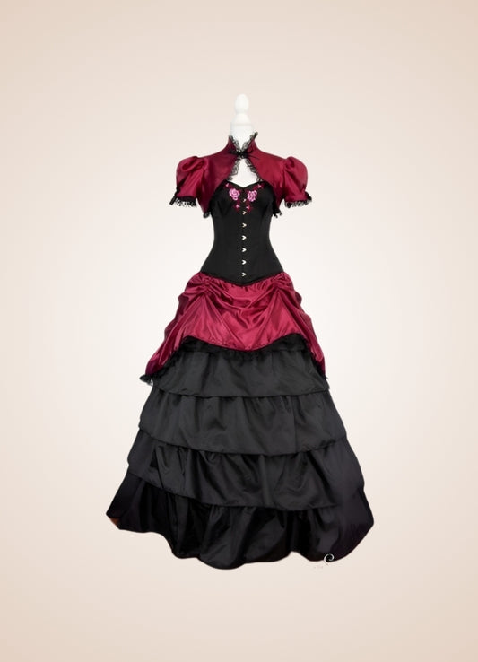 Steampunk Victorian Dress Red / One Size steampunk-victorian-dress-red