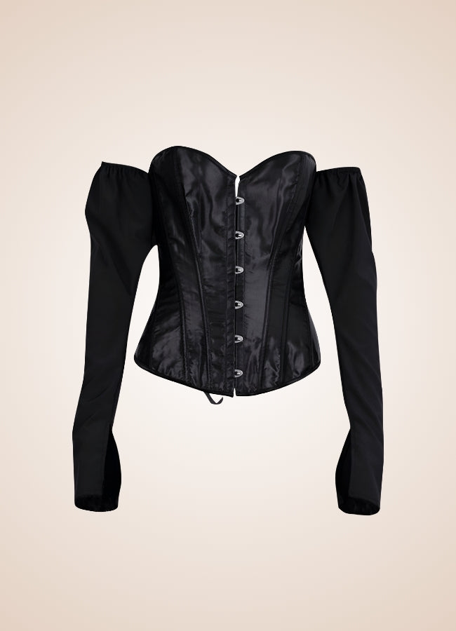 Steampunk Victorian Long Sleeve Corset Black / 2XL steampunk-victorian-long-sleeve-corset-black