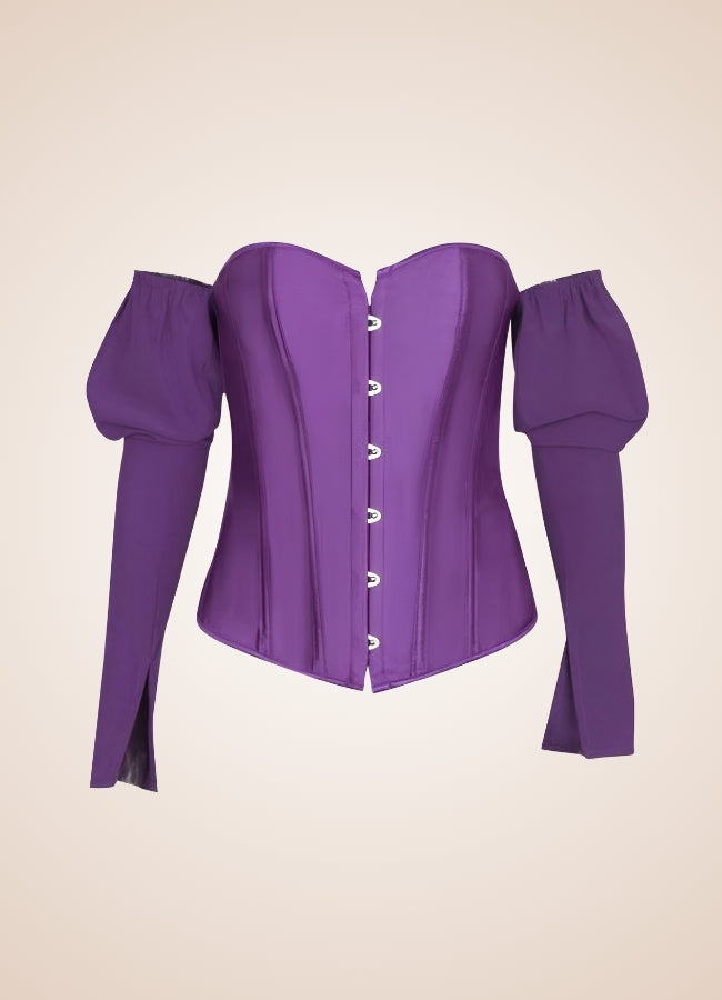 Steampunk Victorian Long Sleeve Corset Purple / 2XL steampunk-victorian-long-sleeve-corset-purple