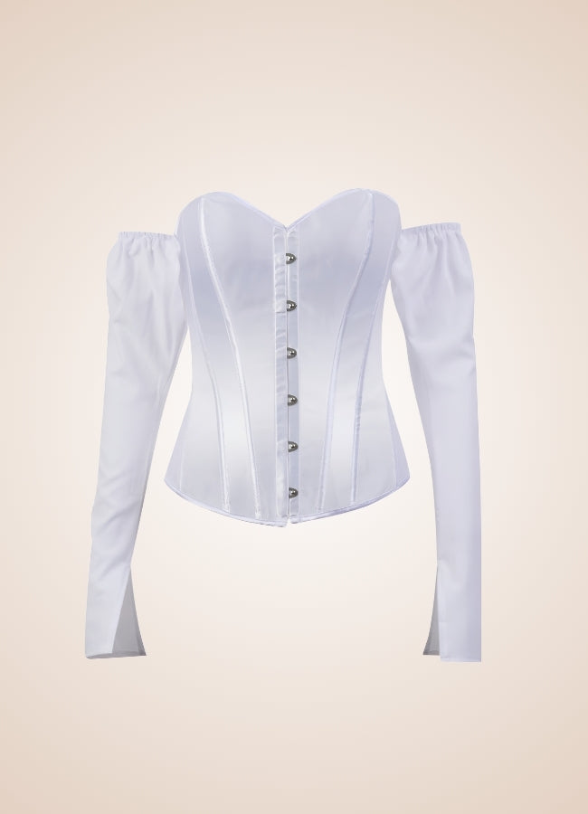 Steampunk Victorian Long Sleeve Corset White / 2XL steampunk-victorian-long-sleeve-corset-white