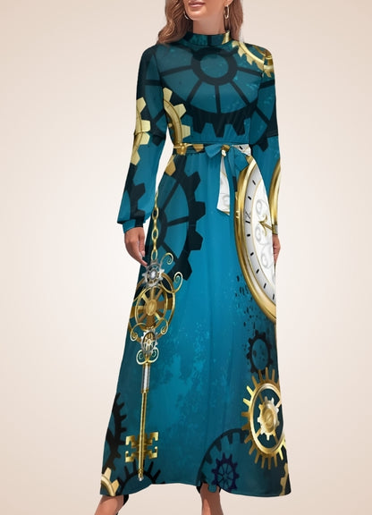 Steampunk Vintage Long Dress Blue / L steampunk-vintage-long-dress-blue
