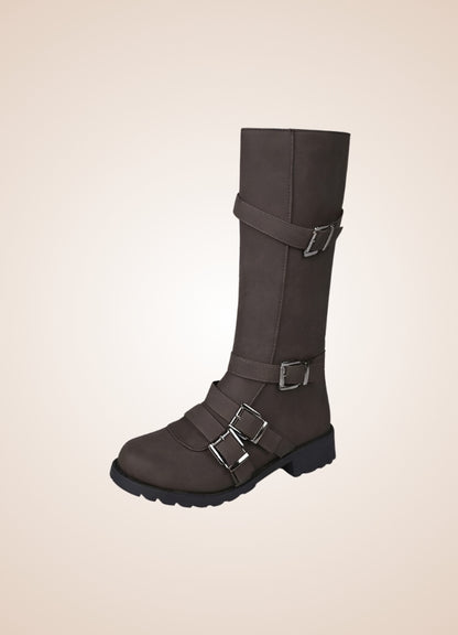 Steampunk Winter Belt Long Boots Brown / 12.5 steampunk-winter-belt-long-boots-brown