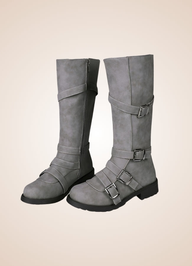 Steampunk Winter Belt Long Boots Gray / 12.5 steampunk-winter-belt-long-boots-gray