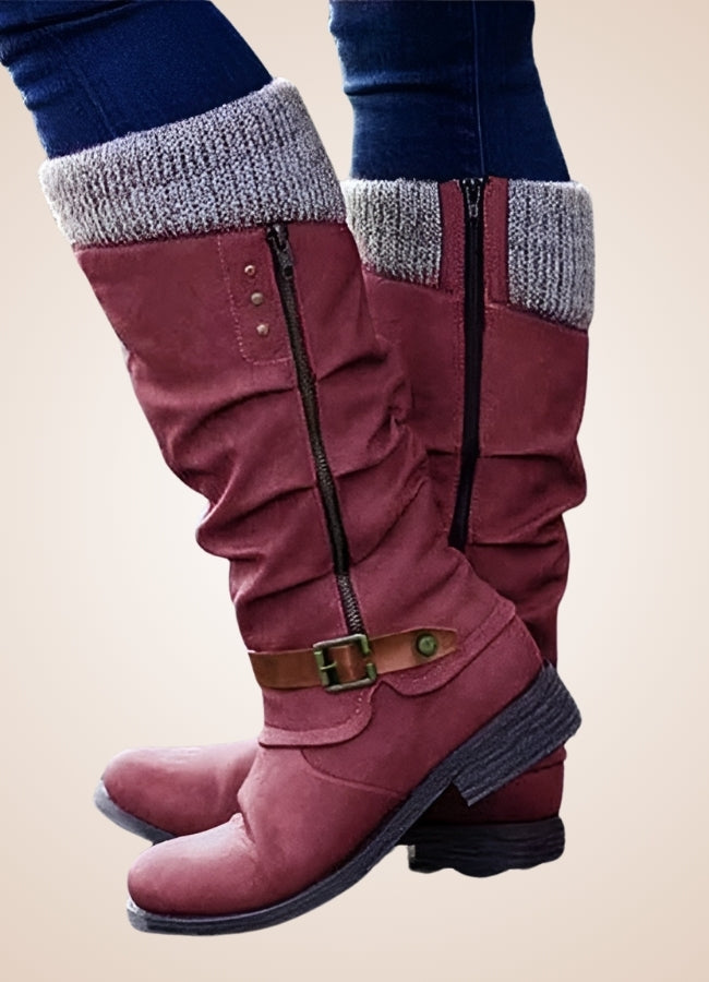 Steampunk Winter Mid Calf Boots Wine Red / 12.5 steampunk-winter-mid-calf-boots-wine-red