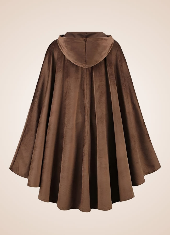 Steampunk Women's Renaissance Hooded Cape Brown / 2XL steampunk-womens-renaissance-hooded-cape-brown