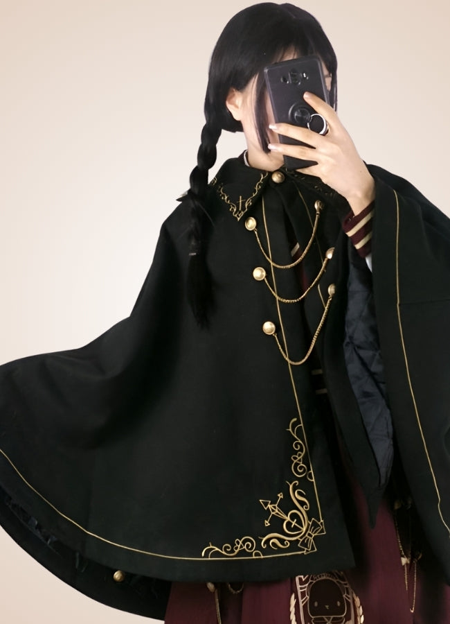 Steampunk Woolen Cloak Black / M steampunk-woolen-cloak-black