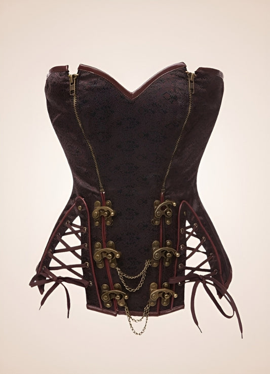 Steampunk Zipper Corset Coffee / 4XL steampunk-zipper-corset-coffee