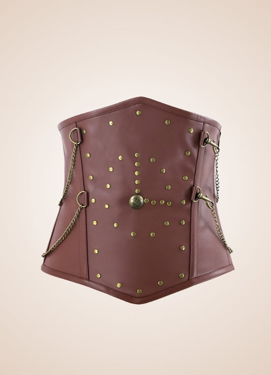 Underbust Leather Steampunk Corset Brown / XL underbust-leather-steampunk-corset-brown