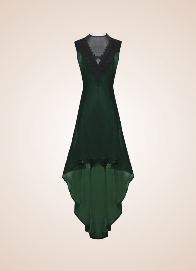 V Neck Sleeveless Steampunk Dress Green / 2XL v-neck-sleeveless-steampunk-dress-green