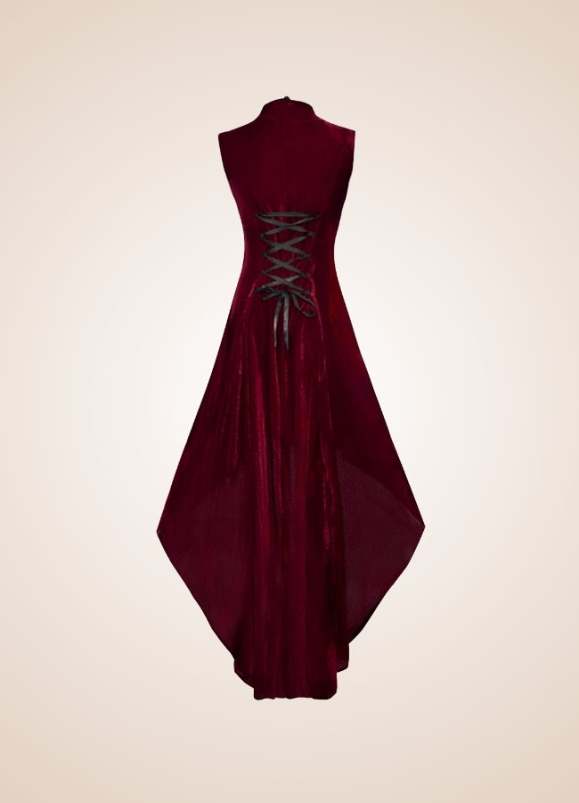 V Neck Sleeveless Steampunk Dress Red / 2XL v-neck-sleeveless-steampunk-dress-red