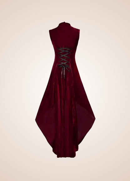 V Neck Sleeveless Steampunk Dress Red / 2XL v-neck-sleeveless-steampunk-dress-red