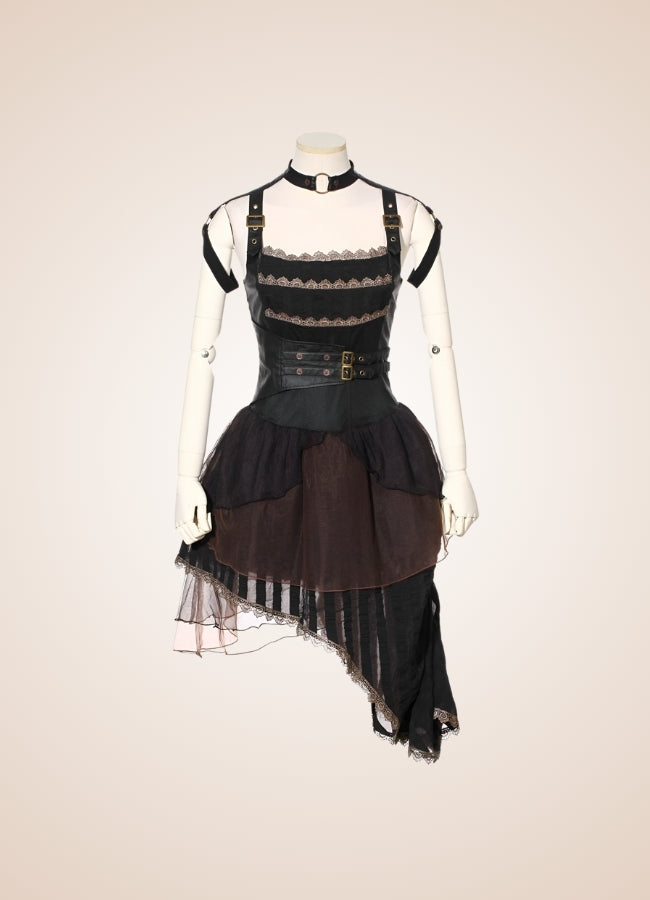 Victorian Asymmetrical Steampunk Dress Black / XL victorian-asymmetrical-steampunk-dress-black