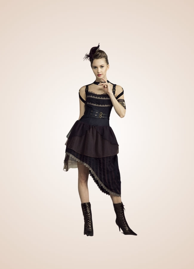 Victorian Asymmetrical Steampunk Dress Black / XL victorian-asymmetrical-steampunk-dress-black