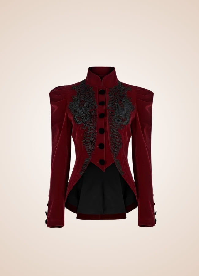 Victorian Burgundy Women's Jacket Red / 3XL victorian-burgundy-womens-jacket-red