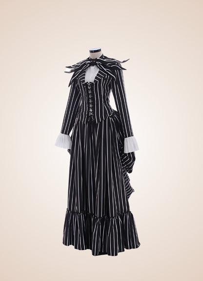 Victorian Gothic Gown Dress, Black / XS